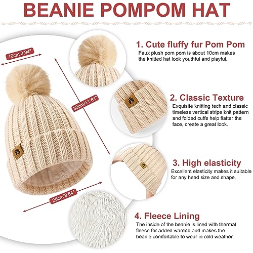 Yusongirl Winter Women Scarf Gloves Beanie Ear Muffs Socks Set Cold Weather Warm Knit Hat Fleece Long Neck Warmer 5 in 1 Set2