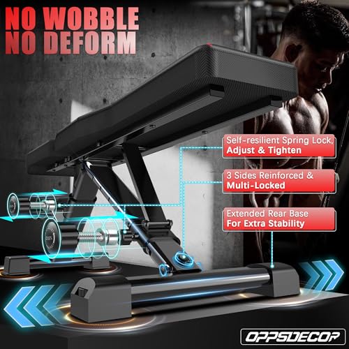 OPPSDECOR Squat Rack, Multi-Function Power Cage Rack with Adjustable Weight Bench, Squat Rack with Pull-up Bar, J-Hooks, More Training Attachment for Home Gym