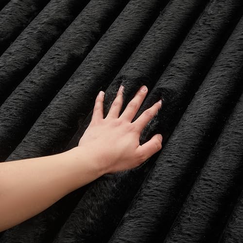 Tapete de peluche negro con rayas 8'x10' para habitación infantil miniatura 6