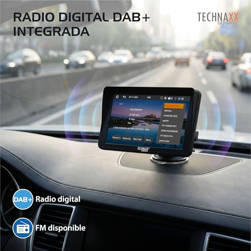 Pantalla CarPlay y Android Auto inalámbrico Technaxx TX-361 con Bluetooth 5.0 y radio DAB 3