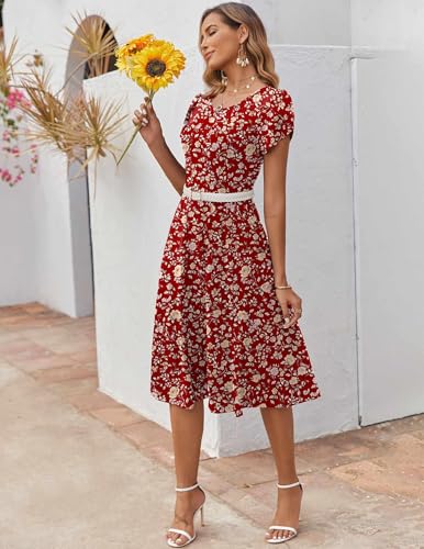Image of ZEAGOO Womens Casual Dresses for Summer Short Sleeve Flare Midi Dress Loose Flowy Beach Sundress