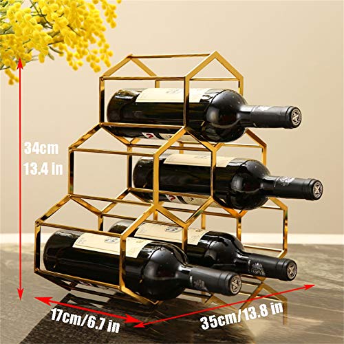 Soporte para Botellas de Vino de Zinc 6 Botellas Dorado miniatura 2