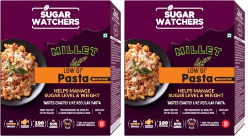 Image of Sugar Watchers Low GI Millet Pasta, No Maida, Macaroni, Diabetic Friendly (Pack of 4)