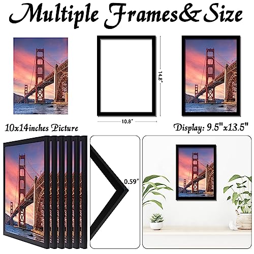 Ijuerybai 6 Sets 10X14 Picture Frame, Frames For 10 X 14 Canvas Collage Photo Poster Certificate Diamond Painting Art Wall Gallery, High Transparent Horizontal Vertical Black 10 By 14 Inches #TOP2