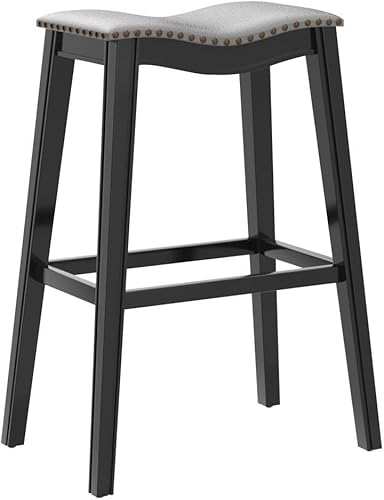 Miniatura 14 de COSTWAY Juego de 4 taburetes de bar de altura de mostrador, taburete de silla sin respaldo de 29 pulgadas de altura con patas de madera de goma,