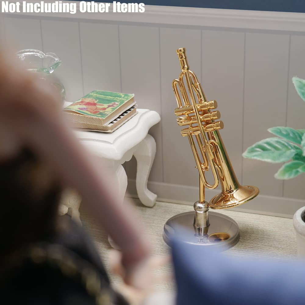 1/12 Scale Miniature Trumpet With Case | Dollhouse Accessory For Miniature Displays & Collections - View #10