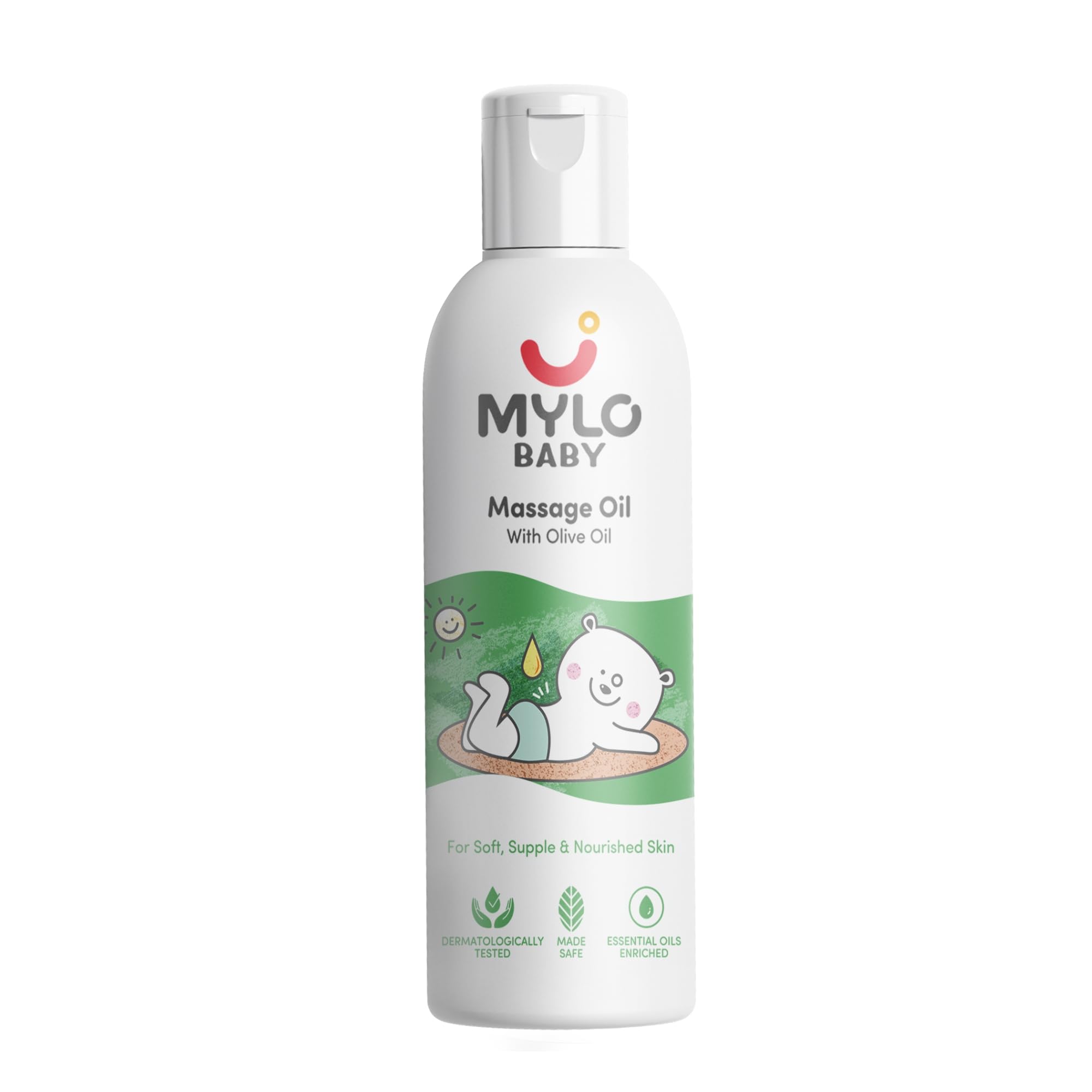 Mylo Baby Massage Oil (200 ml) | Safe for all skin types | Dermatologically Tested | With Pure Desi Ghee & Olive Oil | Made Safe Certified-image-7