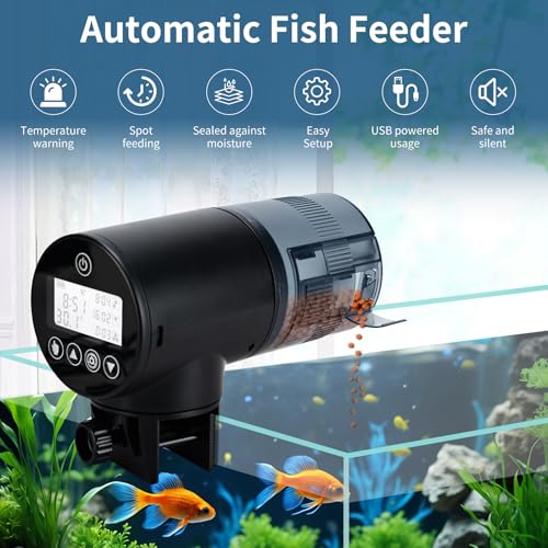 Lychee Aquarium Automatic Fish Feeder - Automatic Timed Fish Food Dispenser for Fish Tanks (Rechargeable) with LCD Display for Tank Ponds - Image 3