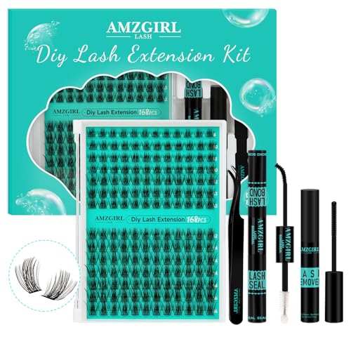 Ciuffetti Ciglia Finte Kit 168PCS Estensioni Ciglia Kit D Curl Ciglia Finte Lash Clusters Lash Bond e Seal,Glue Remover Pinzette Lash Applicator Tool(AD10, 8-16 mm Kit)