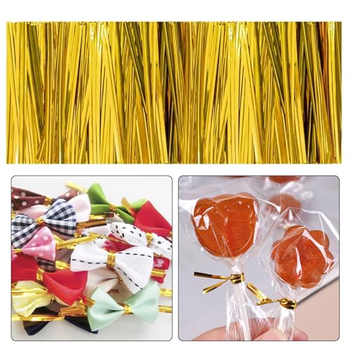 Cfcyhla Pack of 1000 Twist Ties Metallic Ties Closure for Bags Gold Ties Bag Clips Sealing Strips for Bakery Candy Bags Cookies Chocolate (3.9 inches) - Image 4