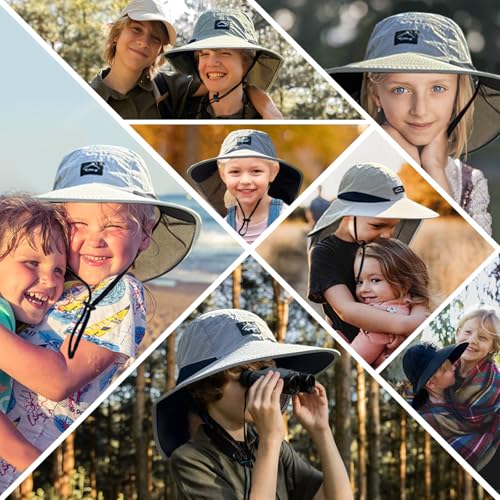 ZOORON Kids Sun Hat with Neck Flap UPF 50+ UV Protection Wide Brim Breathable Fishing Safari Beach Summer Hat for Boys Grils 6