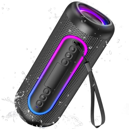 UOHHBOE Enceinte Bluetooth Portable 30W Bluetooth 5.4 Haut-Parleur sans Fil Autonomie 30H Lecture USB Carte TF AUX TWS Stéréo 360° RGB 4 Modes IPX5 Type-C...