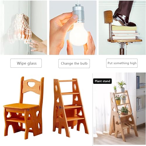 Estante de almacenamiento y taburete multifuncional de madera plegable 7