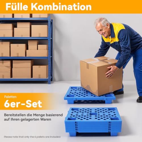 Paletas de plástico apilables de 60x40 cm para almacén pack de 6 unidades 4