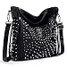 UTO Women Handbag PU Leather Skull Tote Crossbody Shoulder Bag with Wristlet Wallet A Black