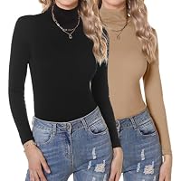 Aottori Pack de 2 Camiseta Cuello Alto Mujer Manga Larga