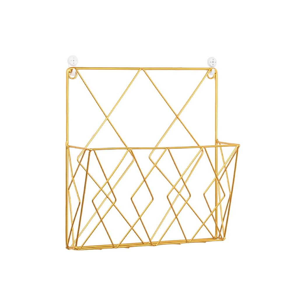Katutude Wall Mounted File Organizer Iron Art Wall File Holder Modern Style Wall Hanging File Organizer Office Mail Magazine Letter Paper Storage Holder (Nails Not Included