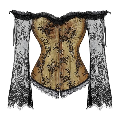 Corset jaune grande taille 4XL avec manches et bretelles style rétro