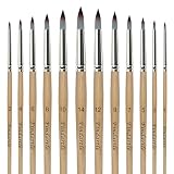 Findartle Pinceaux Rond pour Aquarelle, 12 Pinceaux à Pointe Ronde pour Aquarelle, Acryliq...