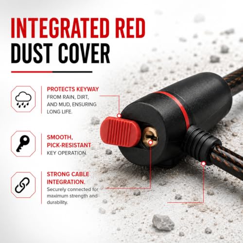 Image of Kandid Heavy Duty Steel Cable Helmet Lock for Men Bike with π²π³π°πΊ Length π΄πΊπΊ Thickness & Integrated Dust Cover with 2 Keys | Cycle Lock for Bicycle | Easy to Operate & Water Resistant