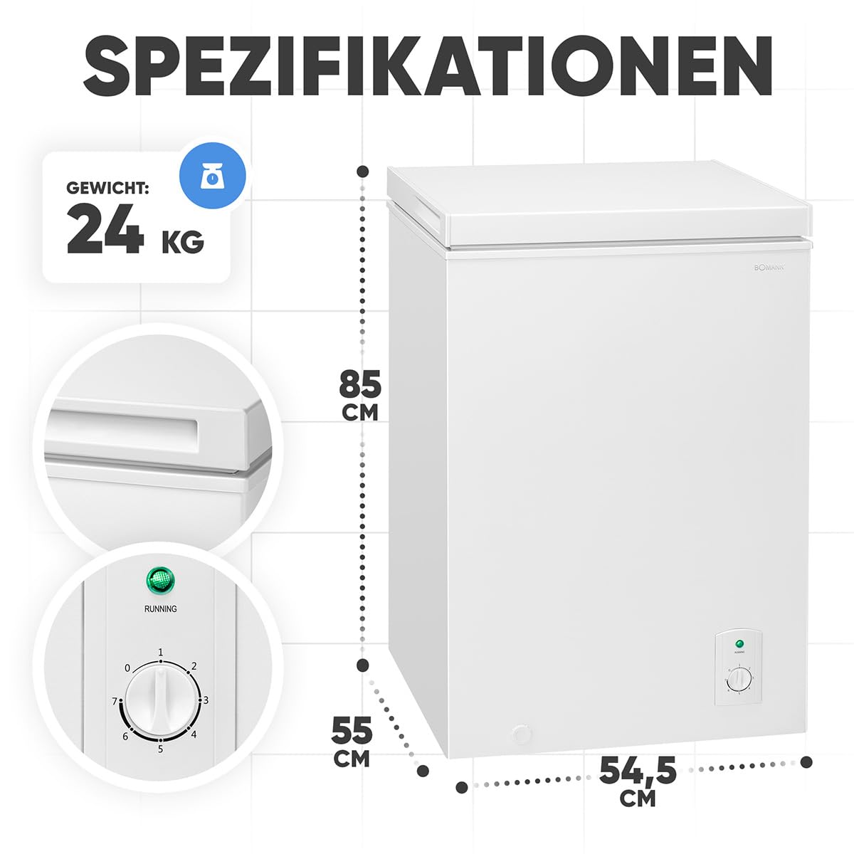 Bomann GT7355 100L Gefriertruhe weiß 4 Sterne -18°C 4,5 kg/24h