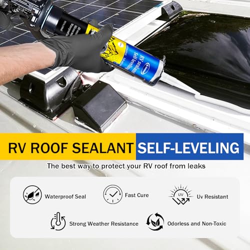 8 Pack Self-Leveling RV Roof Sealant, Lap Sealant Self-Leveling White, Camper Roof Sealants, RV Caulk for Professional Repair of Trailer and Camper, Provides a Good Seal and Effective UV Protection by Autosel - Image 2