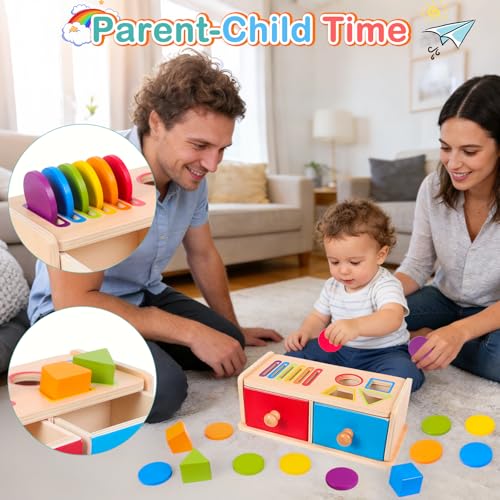 Montessori Spielzeug ab 1 Jahr, Spielzeug ab 1 2 Jahre Mädchen Jungen Baby Spielzeug Geschenk Mädchen Jungen 1 2 Jahre Kinderspielzeug Motorikspielzeug Holzspielzeug ab 1 Jahr Farbe Sortierspiel