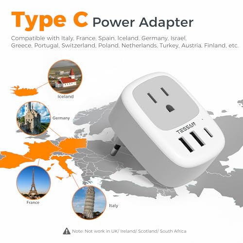 image for 2 Pack European Travel Plug Adapter, TESSAN US to Europe Plug Adapter 