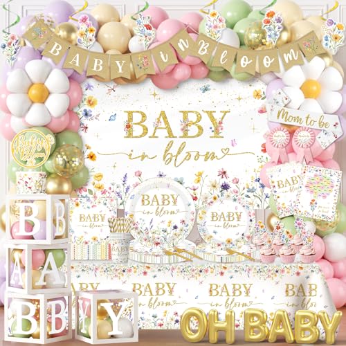 Baby in Bloom Baby Shower Decorations - 281Pcs Spring Wildflower