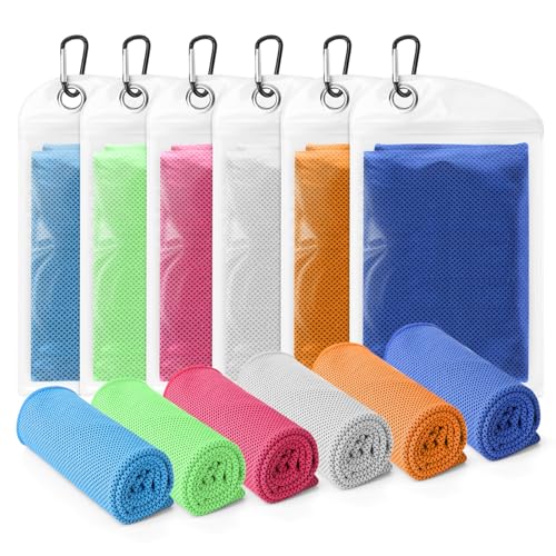 NOOTPLONG Cooling Towels for Neck and Face 6 Pack, 41x13’’ Soft Breathable Sweat Towels, Microfiber Sport Towel for Yoga, Gym, Workout, Running, Golf, Travel, Cooling Neck Wrap for Hot Weather