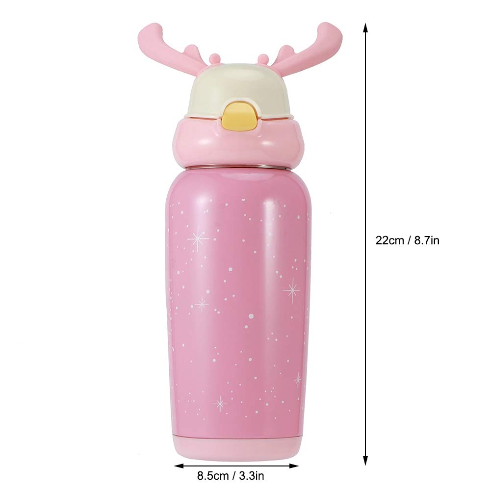 Isolierte Wasserflasche für Kinder, 500 Ml, Strohhalmdeckel (PINK)