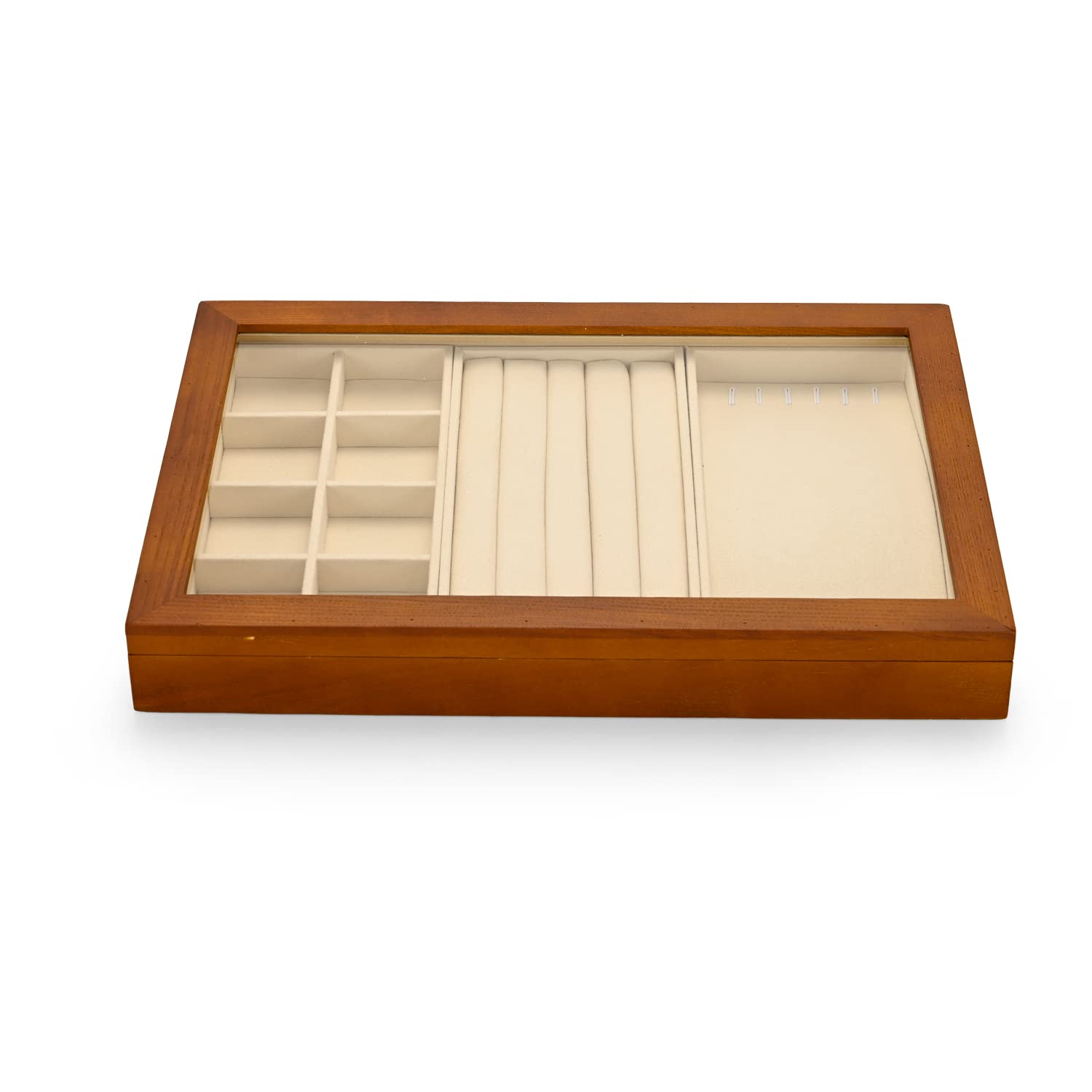 HVMBEUGOS Wooden Jewellery Box Multifunctional Jewellery Box for Necklaces Earrings Rings Bracelets Organiser and Display