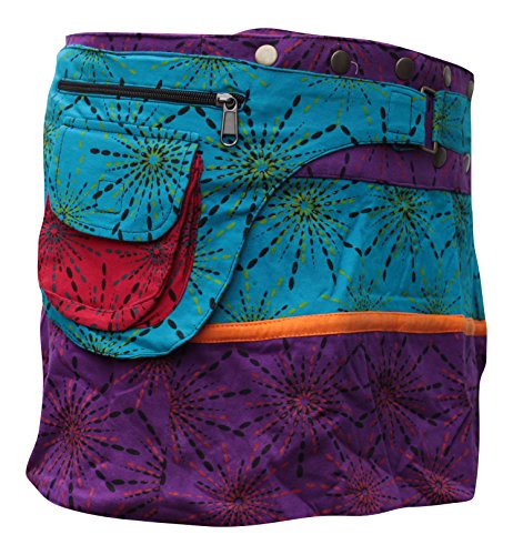 Shopoholic Fashion - Falda para mujer envolvente reversible estilo hippie popper rojo rojo (Maroon) Talla única