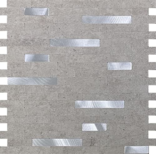 Weimeisc 1-Sheet Peel And Stick Backsplash Tile, Pvc Mixed Metal Stick On Backsplash Tiles For Kitchen (Sandstone+ Metal Silver) #TOP1