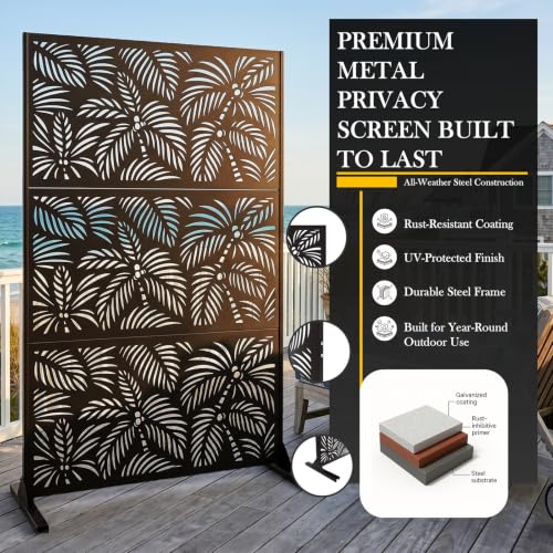 72" H Outdoor Privacy Screen, Palm Tree Privacy Panel for Patio&Backyard by WIZWERK - Used condition - Image 2