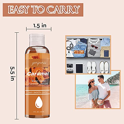 Caramel Flavored Water Based Lubricant For Men Women Couples, 4 Fl.oz Personal Lube Silky Smooth Long-Lasting Lubricant For Massage, Sugar Free Non-Sticky Natural Lube For Women #TOP4