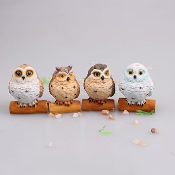 4PCS Owl Figurines for Home Decor, Cute Owl Statues for Indoor Outdoor Table Shelf Cabinet Desktop Home Office Decorations