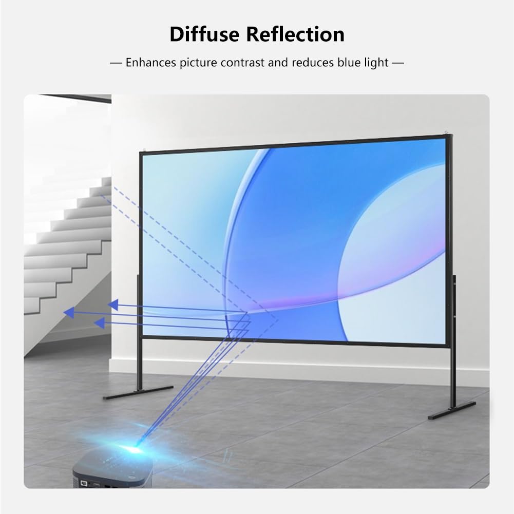 Schermo per Proiettore Pieghevole da 72/84/100pollici con Borsa per Trasporto, Schermo per Film 4K Ultra HD da Esterno per Campeggio, Feste, Home Theater(84" (16:9))