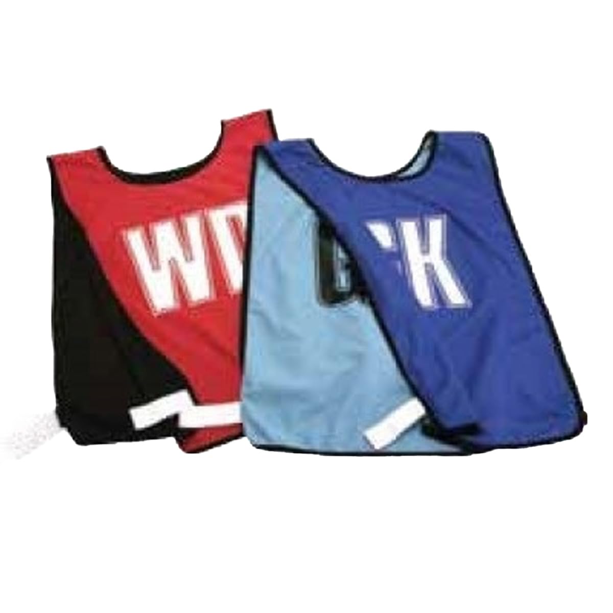 Carta Sport RNBR ROYAL/SKY Football Reversible mesh netball bibs with positions on each side, full set of 7, White, One size