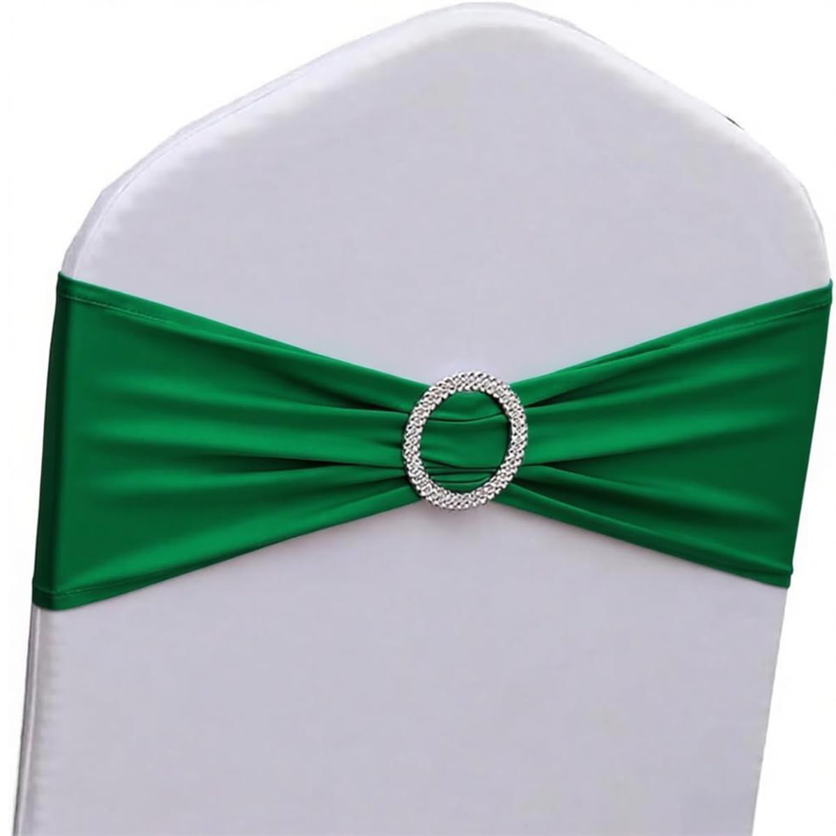 Emerald Green Chair Sashes 50 Pack, Green Chair Bands with Buckles, Hunter Green Chairs Bows for Christmas Party Banquet Theme Event Decorations