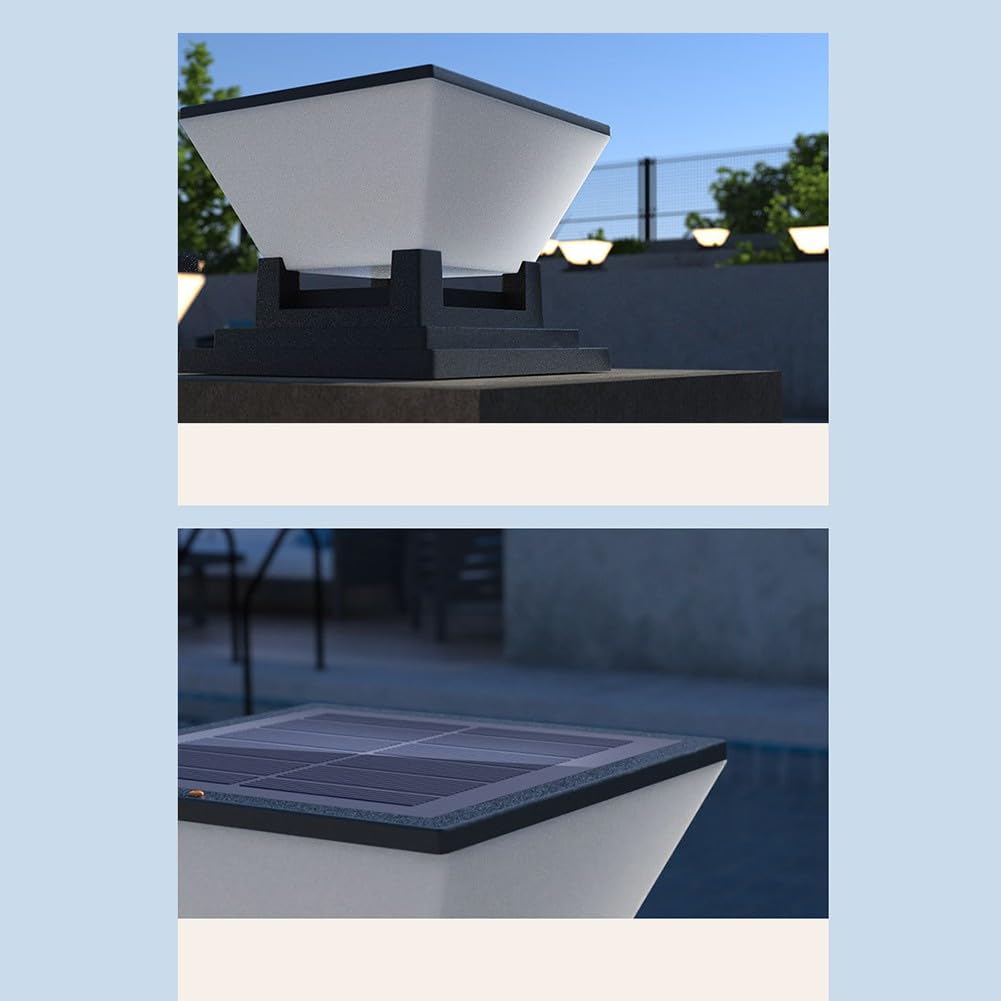 Lampada a LED solare IP65 per recinzioni da giardino dal tramonto all'alba, per pali da 7 x 7, 8 x 8, 9 x 9, 10 x 10 cm, colore nero