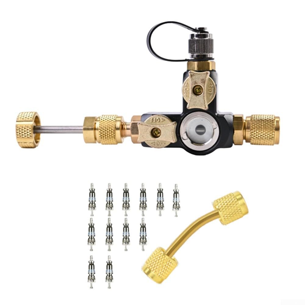 Juego de herramientas de extracción de núcleo de válvula de 1/4 pulgadas con cristal para climatización HVAC sistemas divididos, herramienta de latón para un mantenimiento y reparación eficientes de