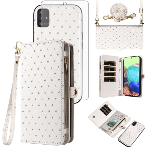 Coque Samsung Galaxy A71 5G à bandoulière pailletée pour garder les mains libres