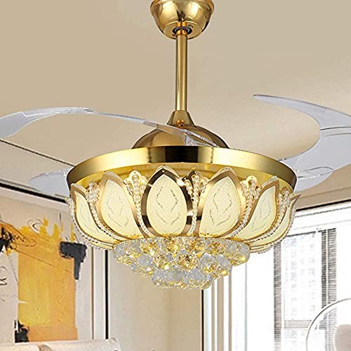 Ventilateur de plafond en cristal et lustre LED pour une chambre romantique