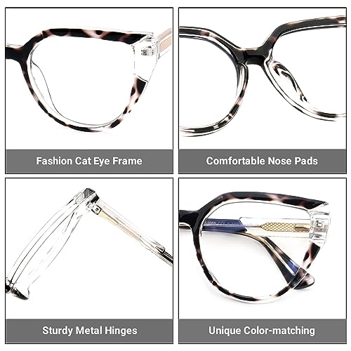 Image of Zeelool Stylish Oversized Cat Eye Blue Light Blocking Glasses for Women Joyce JGT550502-07 Tortoise