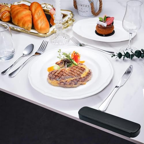 JIEYUCHU Camping Besteck 3 Stück, Edelstahl Campingbesteck mit etui, Wiederverwendbare, Reisebesteck für Unterwegs Camping Picknick (Schwarz)