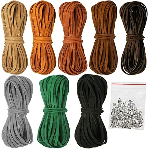 Leather Strap Leather Cord 5 m x 3 mm with 100 Pieces Cord Ends Leather Cord Faux 8 Pieces for Necklace Bracelets DIY Jewellery Craft Fashion Jewellery Pendant Cover