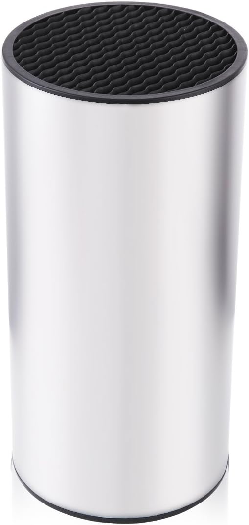 Hiware Stainless Steel Universal Knife Block, Round Soft Touch Knife Holder - For Safe, Space-Saver Knife Storage