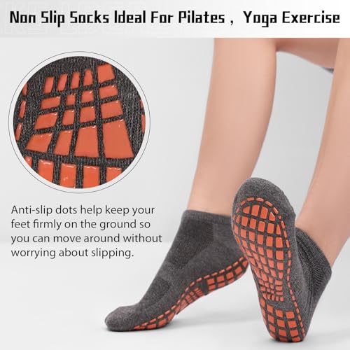 NOVAYARD 6 Pairs Non Slip Grip Socks Yoga Pilates Hospital Socks Sticky Grippers for Men Women3