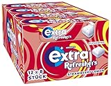 Extra Refreshers Kaugummi zuckerfrei, Strawberry Lemon Gum, 12 x 8 Dragees, Großpackung Chewing Gum, Xylitol Kaugummi ohne Zucker (96 Dragees)